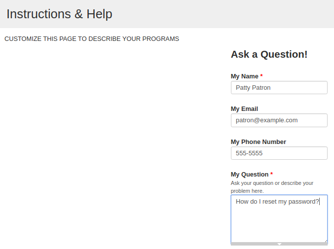 image of help page